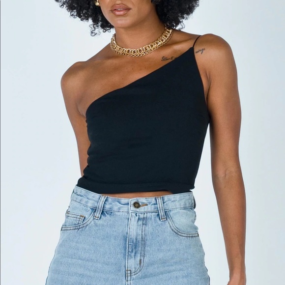 Princess Polly Zoha One Shoulder Top in Black - Picture 2 of 6